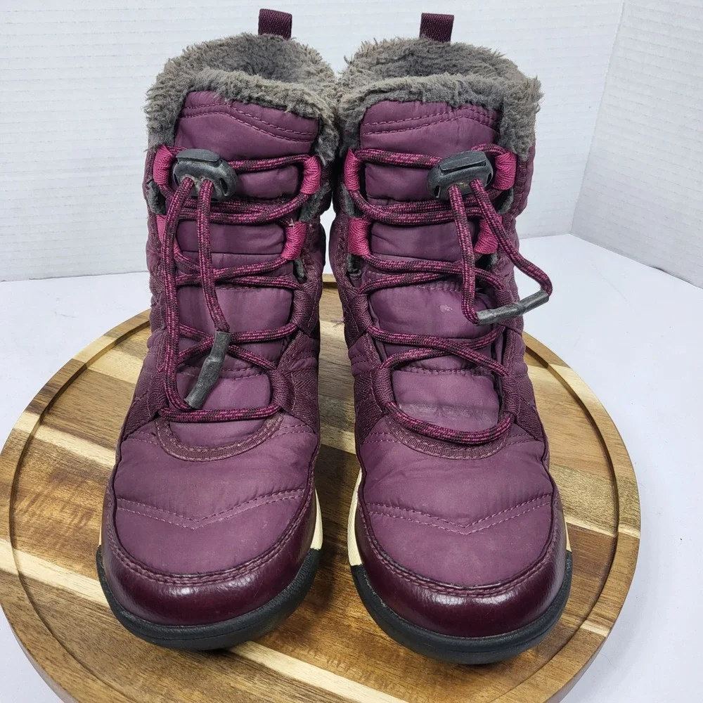 Sorel Youth‎ Whitney II Short Lace Boots Size 3 Epic Plum Waterproof Snow NY3902